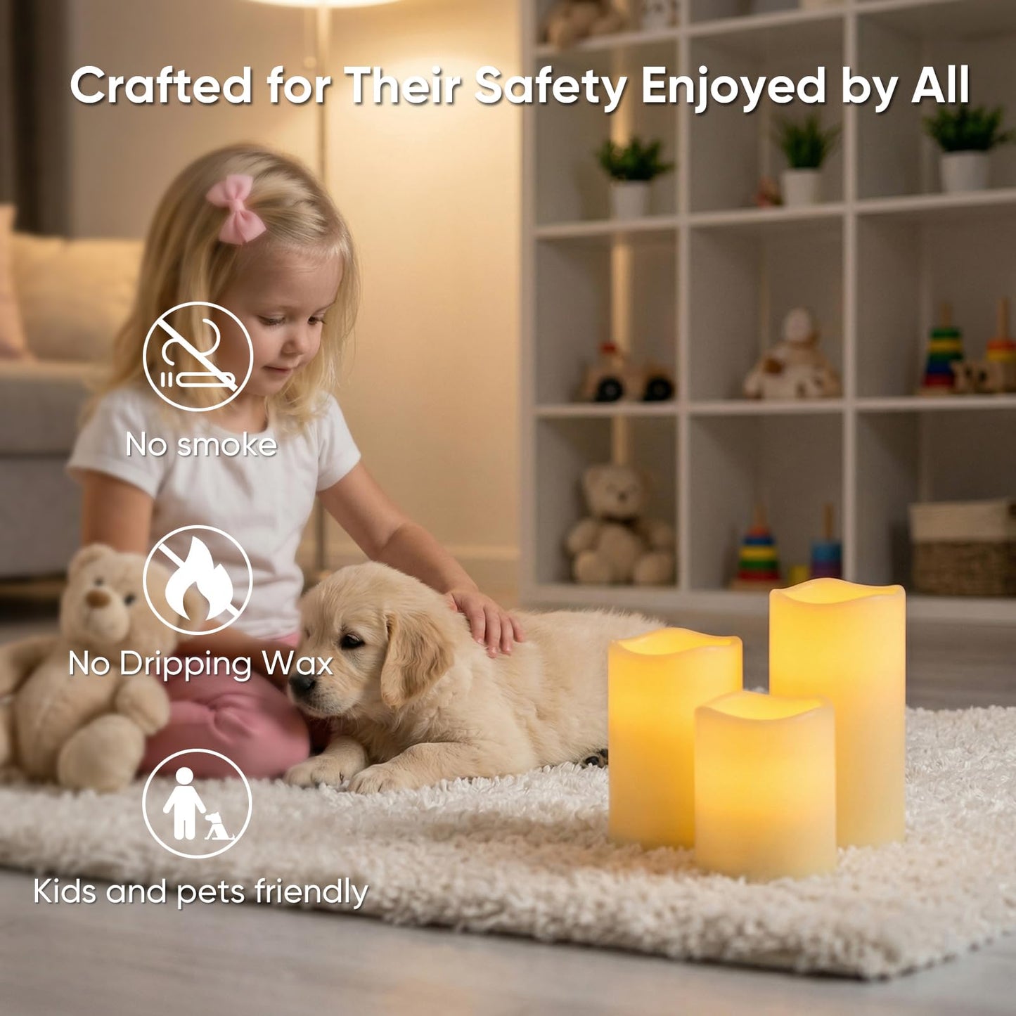 5plots 3" X 5"5" 6" 6" Outdoor Waterproof Candles, Battery Operated Led Ivory White Flameless Candles with 10-Key Remote & Timer for Indoor Home Lantern Holiday Decor, Set of 4