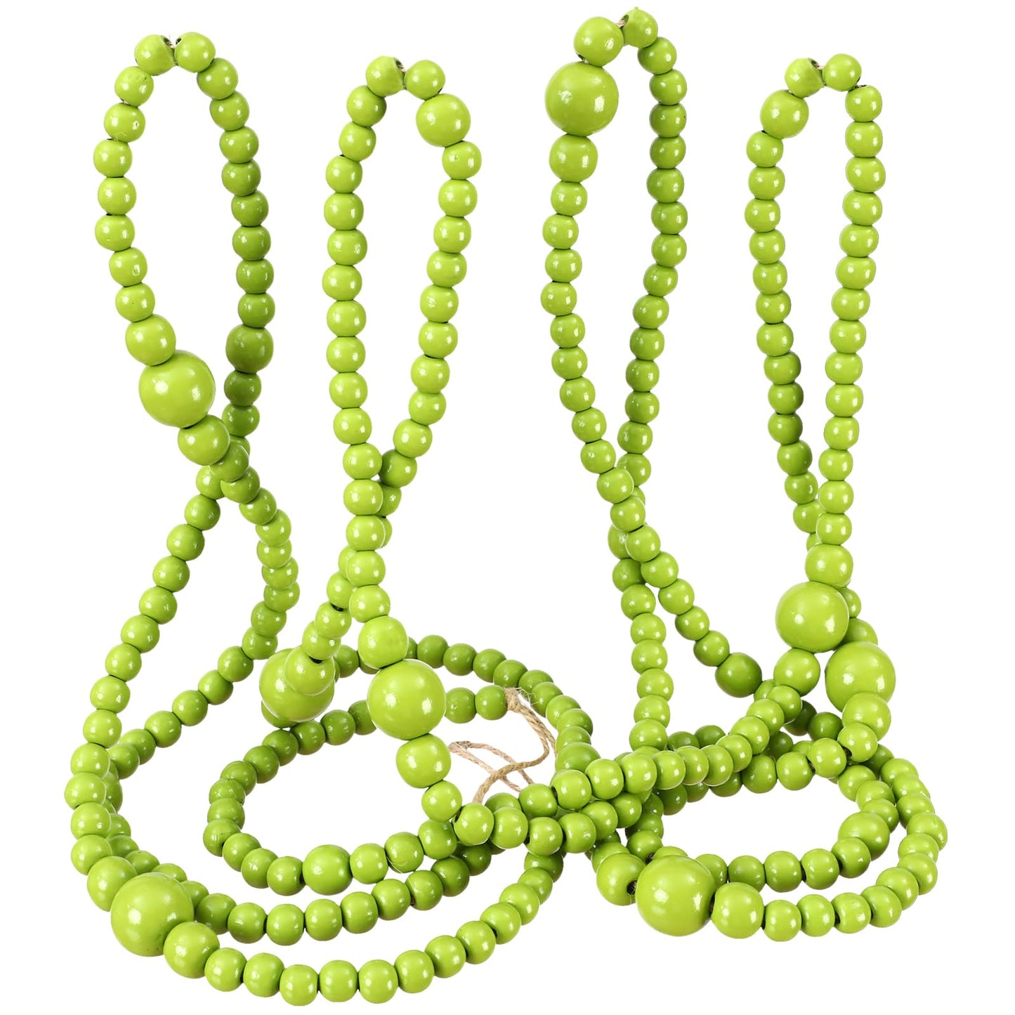 12 Feet Summer Christmas Wooden Beads Garland Round Craft Farmhouse Vintage Christmas in July Wood Bead Garlands for Xmas Supplies(Green)