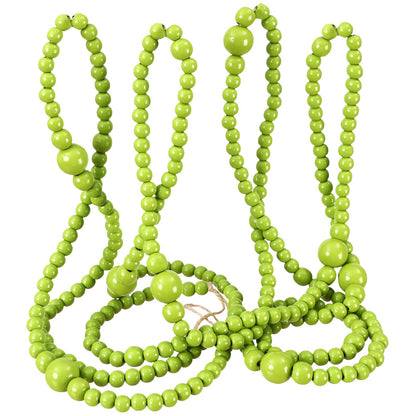 12 Feet Summer Christmas Wooden Beads Garland Round Craft Farmhouse Vintage Christmas in July Wood Bead Garlands for Xmas Supplies(Green)