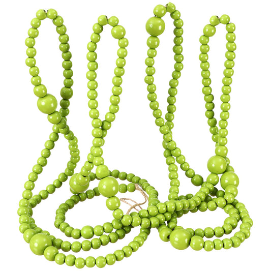 12 Feet Summer Christmas Wooden Beads Garland Round Craft Farmhouse Vintage Christmas in July Wood Bead Garlands for Xmas Supplies(Green)
