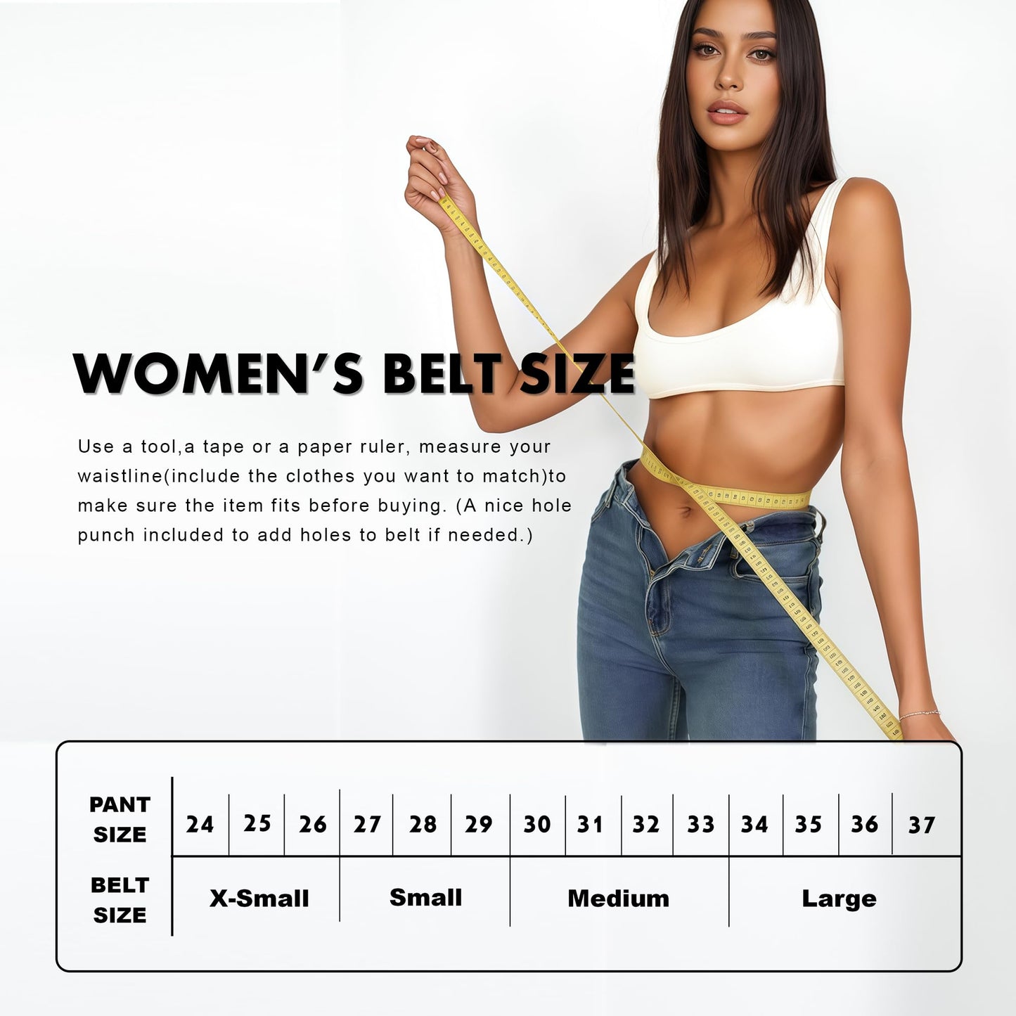 IFENDEI Women Waist Belts for Dresses Thin Black Skinny Leather Belts with Gold Pin Buckle Beige X-Small