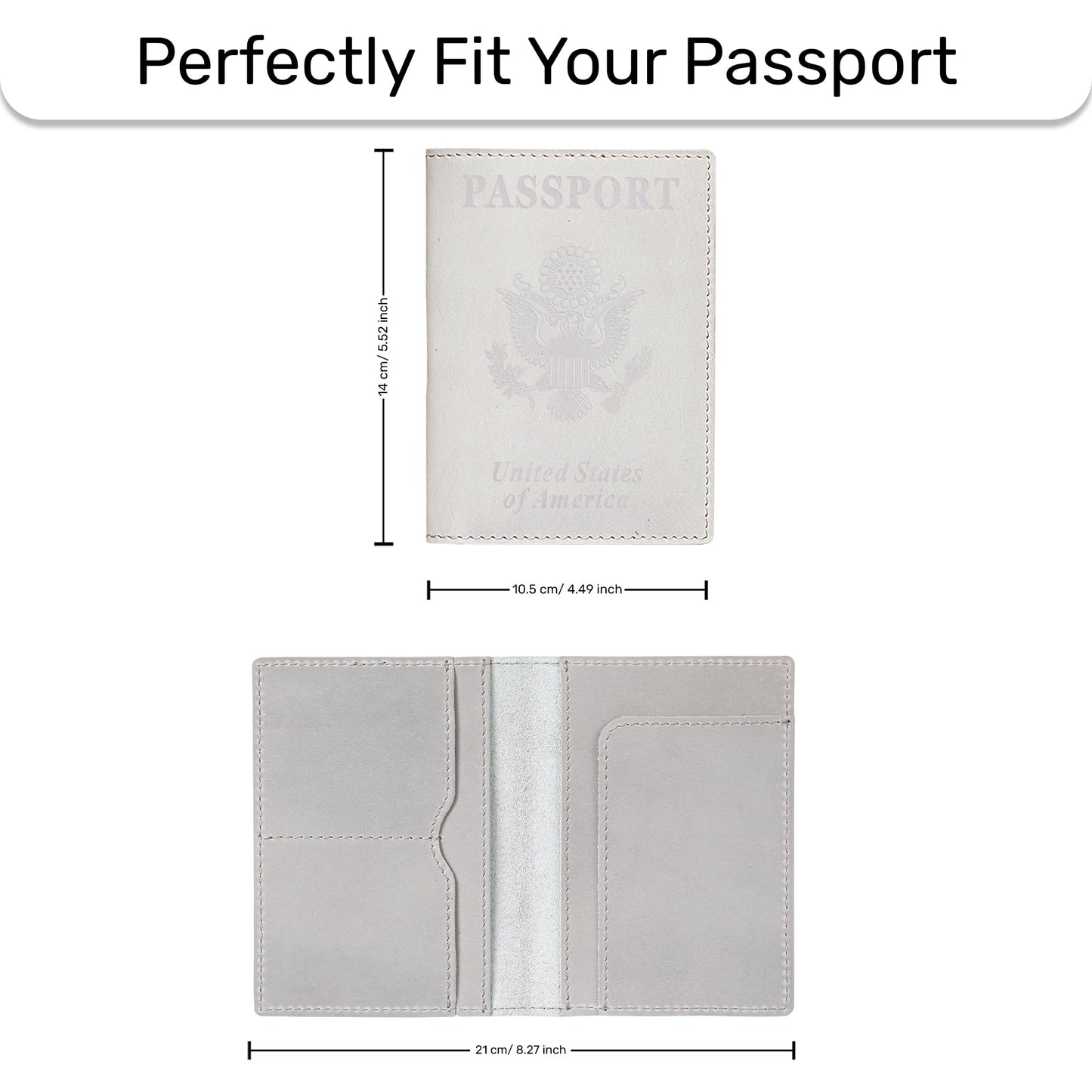 HIFA Leather Passport Holder, Handmade Passport Cover with Card and Ticket Slot - Genuine Leather, Elegant Design, Easy Access - Passport Case, Passport Wallet, Passport Holder