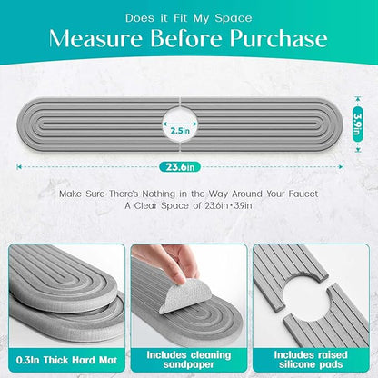 Stone Faucet Mat for Kitchen Sink – Diatomite Fast-Drying Stone Tray, Faucet