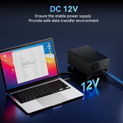 CENMATE Aluminum Dual Bay Hard Drive Enclosure with Cooling Fan for 2.5“/3.5" SATA HDD/SSD with USB A/C 3.0, Support Hot Swappable, Daisy Chain Expansion, Tool-Free HDD Enclosure, DAS(NO RAID/NAS)