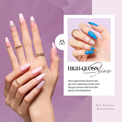 beetles Gel Polish Set - 23Pcs Macaroon Color Gel Nail Kit with Glossy Matte Top Coat Base Coat Yellow Pink White Purple Blue Glitter Bright Uv Nails Paradise Pastel Gel Halloween Gifts for Women
