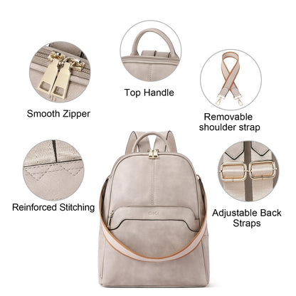 CLUCI Small Backpack for Women, Womens Backpack PU Backpack Purse for Women Leather Convertible Travel Backpack Shoulder Bags