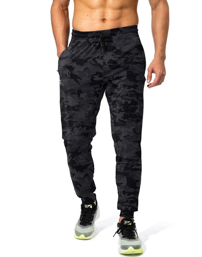 G Gradual Men's Sweatpants with Zipper Pockets Athletic Pants Traning Track Pants Joggers for Men Soccer, Running, Workout(Grey Camo,M)