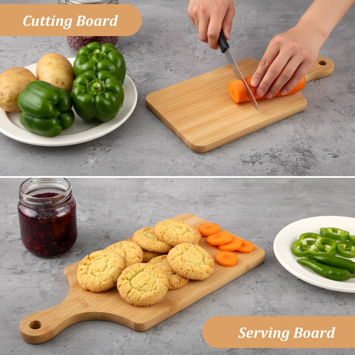 12 Pcs Bulk Bamboo Wood Cutting Board with Handle, 11" x 5" Bamboo Serving Trays for Laser Engraving, Customized Wedding Housewarming Christmas Gift Charcuterie Cheese Board