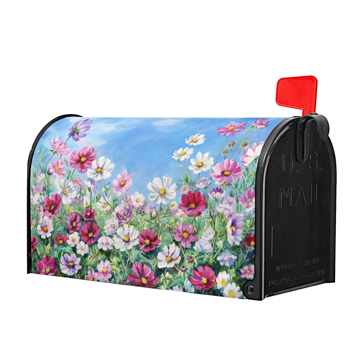 Spring Summer Flowers Welcome Mailbox Cover Magnetic Large Size 25.5"x21" Wildflowers Mailbox Wraps Waterproof Summer Floral Post Box Cover Decorative for Garden Home Yard Outside