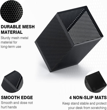 Comix Mesh Pen Holder Desk, Wire Pencil Holder with Foam Pad and Non-Slip Bottom Office Supplies Desk Organizer for Home Office School, 10 Packs