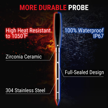 Thermopro TempSpike 600 ft Wireless Meat Thermometer Digital with Ultra-Thinner Probe, Bluetooth Meat Thermometer Wireless with LCD-Enhanced Booster for BBQ Grill Smoker Rotisserie Sous Vide