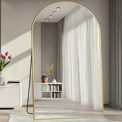 Full Length Mirror, Oversized 81"x41" Arched-Top Floor Mirror, Free Standing Mirrors, Modern Full Body Mirrors with Aluminum Alloy Frame for Bedroom,Living Room, Gold