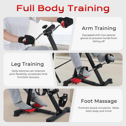 ZIDAFIT Adjustable Pedal Exerciser Bike for Seniors - Hand Arm Leg and Knee Therapy, Stroke Recovery, Portable Fitness Equipment for Total Body Workout - Great Gift for Elderly Rehab