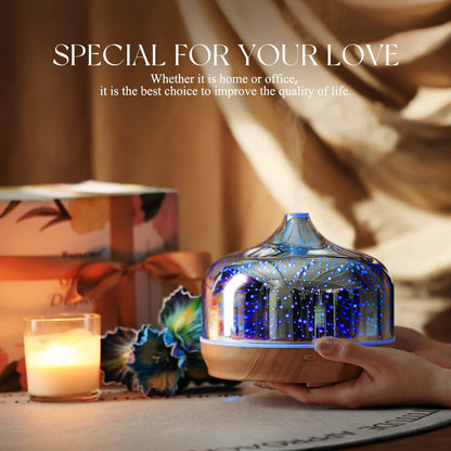 Porseme 500ml Essential Oil Diffuser, Aroma Ultrasonic Humidifier with Remote Control, BPA Free, Auto Shut-Off, Timer Setting for Large Room Sleeping Yoga