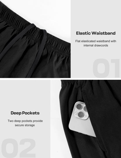 Naarts Men's Athletic Shorts 9'' Quick Dry Workout Running Shorts Lightweight Sports Gym Basketball Shorts with Pockets Black,Large