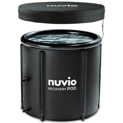 Nuvio Portable Ice Bath Tub - Inflatable, Cold Plunge Tub 87 Gallons, Full Body Plunge with Lid & Drain, Fits Up to 6'10", Indoor/Outdoor Cold Therapy