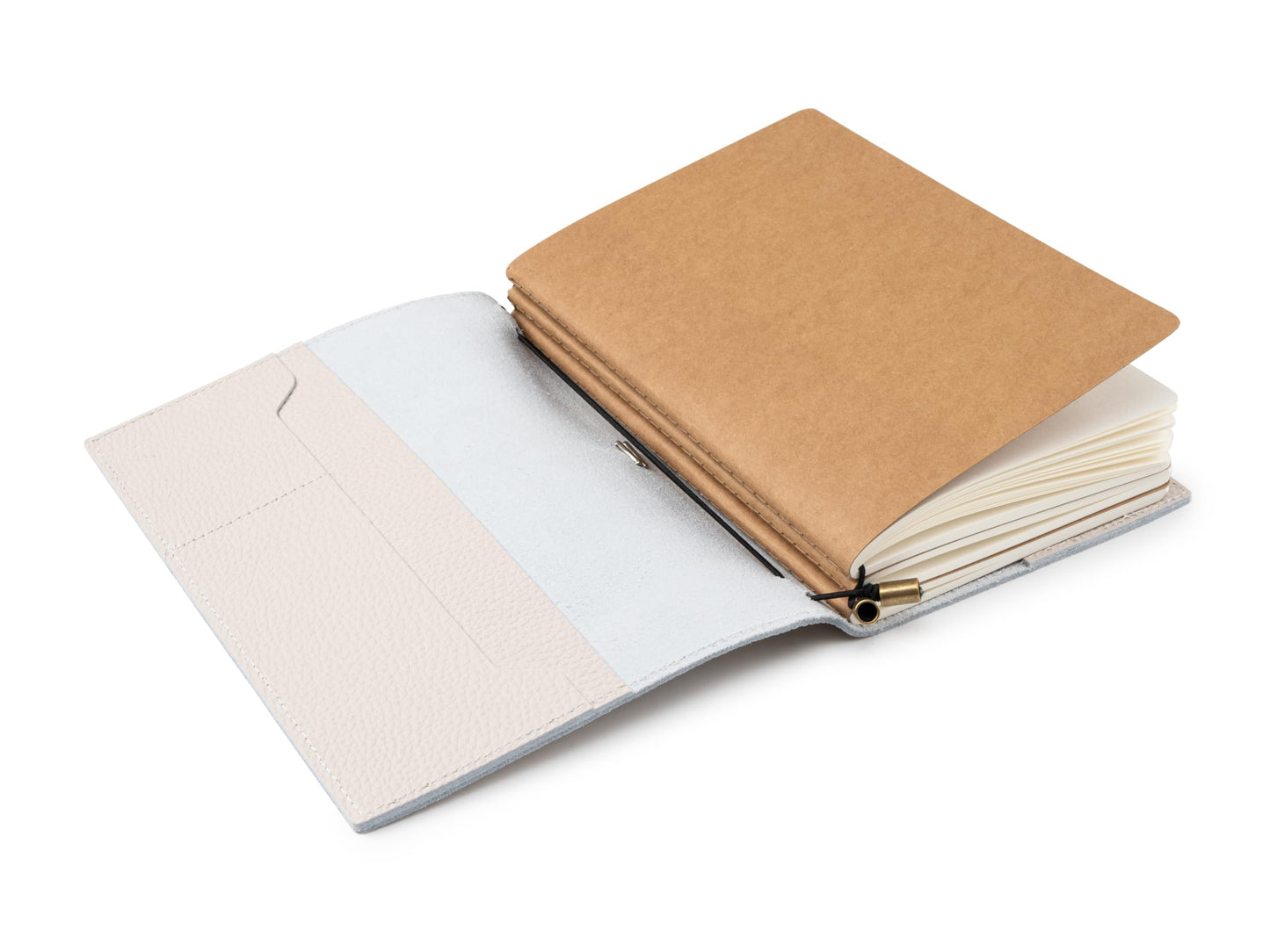 WANDERINGS A5 Travelers Notebook with Pockets – Oat Leather Journal – 6" x 8.5" (15 x 22cm) – Refillable Travel Journal – 120 GSM Blank Inserts