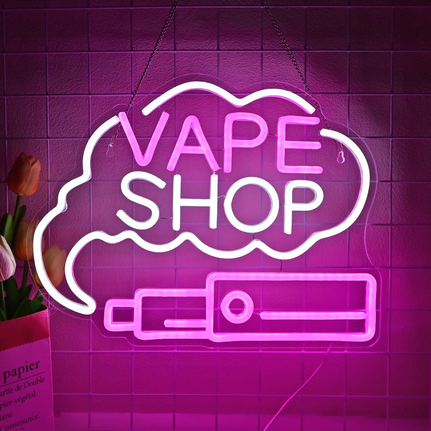 Britrio VAPE Shop Neon Light Wall Sign for Smoke Shop Business Stores Logo Window Display Man Cave Garage Bedroom Wall Art Decor Dad Husband Boyfriend Christmas Birthday Gift 5V USB