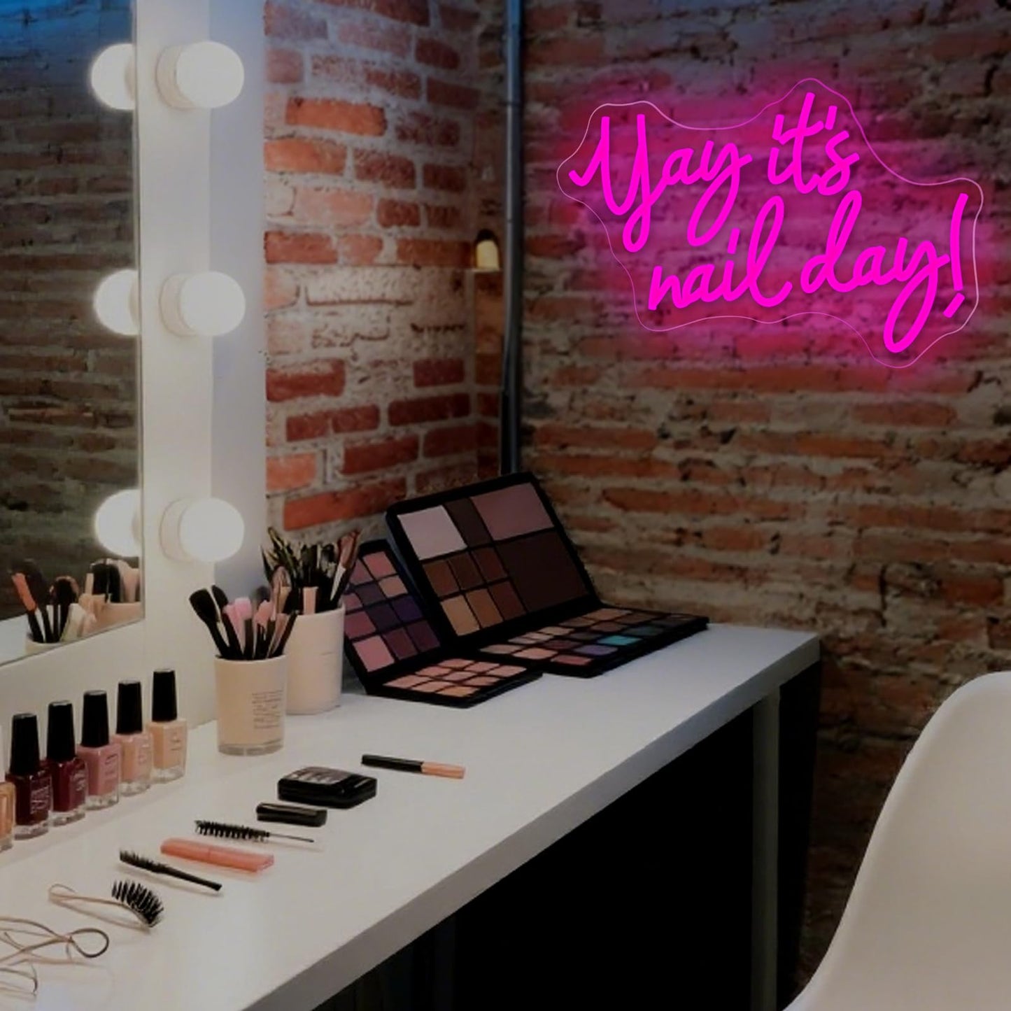 Yay It's Nail Day Neon Sign, Dimmable Pink LED Nail Salon Decor for Beauty Room, Wedding, Bar, Bedroom - Great,Gift for Nail Tech Girls, Christmas, Birthday, USB Powered Wall Decor, Personalized Gift 11.4 * 16.9 In