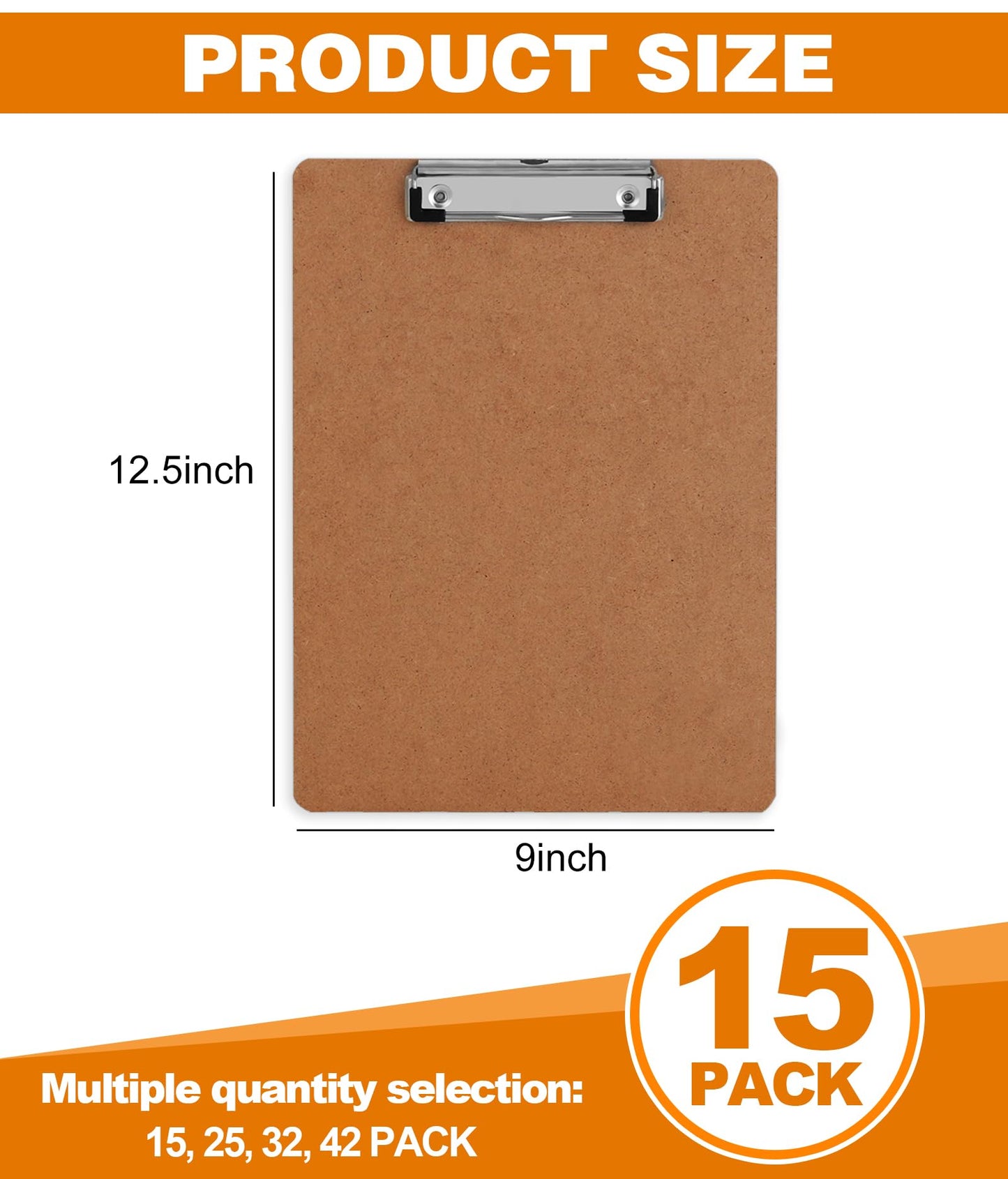 Clipboard, HERKKA 15 Pack Hardboard Office Clipboards Standard A4 Letter Size Clipboard with Low Profile Clip, Size 12.5 x 9 Inch