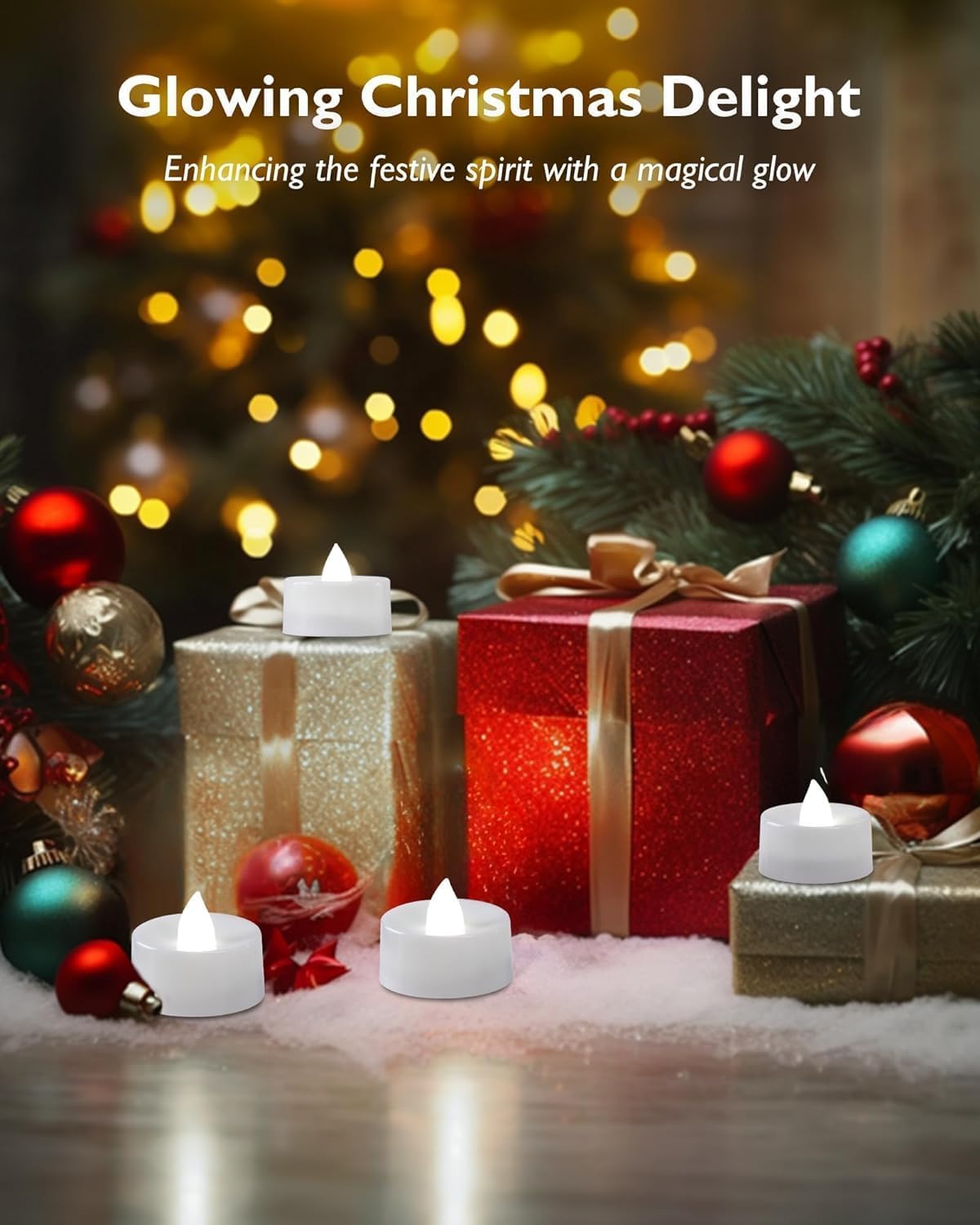 Homemory Tea Lights with Timer Battery Operated, 6H Timer Auto On Daily, Flickering Flameless LED Votive Candles for Table Centerpieces, Lantern, Halloween, Christmas, Cool White, No Remote, 24-Pack