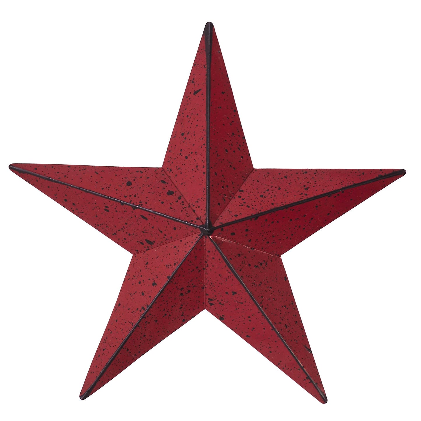 VHC Brands Patriotic Faceted Metal Star Wall Hanging 8x8, Distressed Appearance, Burgundy, Independence Day Decor