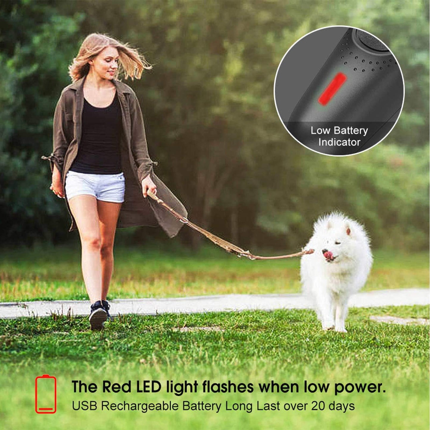 Anti Bark Device for Dog-Variable Frequency Ultrasonic Dog Bark Deterrent Rechargeable 2 in 1 Dog Barking Control Device Handheld Dog Training Tool Barking Behavior Trainer 16.4 Ft Range 100% Safe