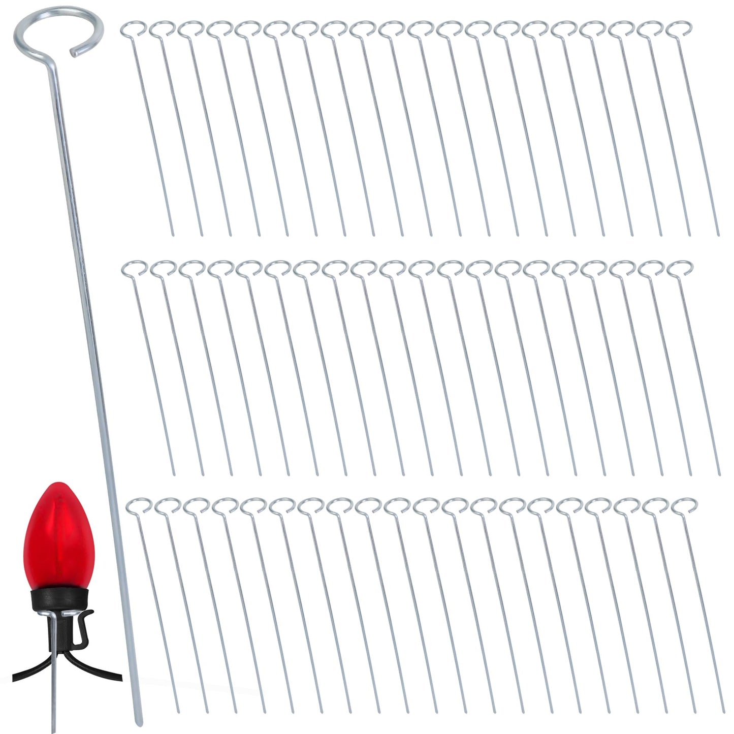 WBCBEC 60Pcs 12 Inch Metal Christmas Light Stakes Christmas Yard Lights Stakes Metal Light Stakes for Christmas Lights Yard Lawn Light Stakes for C7 and C9 Ground Stakes for Christmas Lights
