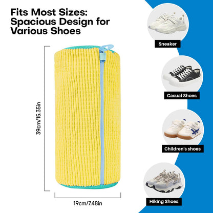 Shoe Washing Machine Bag: Laundry Shoe Bag for Washer and Dryer - 2pc Reusable Shoe Cleaning Bag for Sneaker Tennis Shoes Unstain Cleaner Kit (Yellow 2pcs)