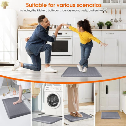 TranquilMoments 4/5 Inch Extra Thick Kitchen Mats for Floor,Non Slip Anti Fatigue Kitchen Rugs,Waterproof Stain Resistant Sink Mat,Cushioned Standing and Comfort Mats for Office (17"x24" Grey)
