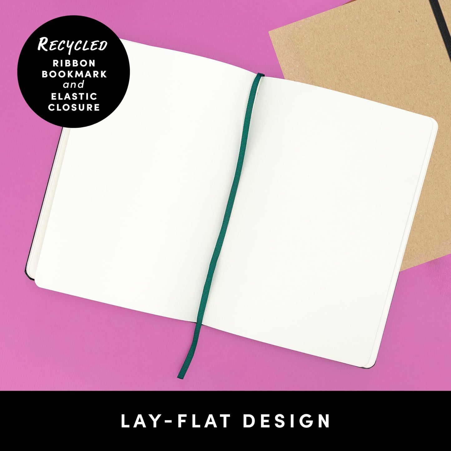 PAPERAGE Recycled Blank Journal Notebook, (Kraft), 160 Pages, Medium 5.6 in x 8 in - 100 GSM Thick Paper – Hardcover Journaling Notebook for Work, School, Note Taking or Sketching