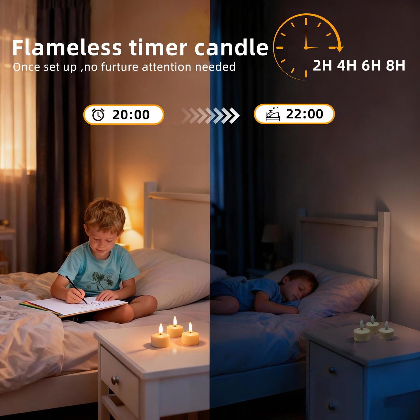 Utwickeln Rechargeable Flameless Candles (6-Pack, 1.5"×2" Each), 60H+ Runtime, Real Flame Effect, Battery-Free LED Pillar Candles for Soccer Watch Party, Home Decor, Wedding, Gift