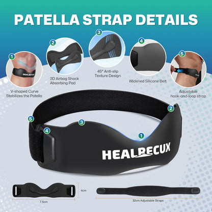 Healrecux Patella Band, Knee Strap Patella Tendon Support for Knee Pain & Tendonitis, Patella Stabilizer Knee Brace for Running, Basketball, Jumpers Knee, Tennis, Volleyball & Squats - Inky 1 Pack