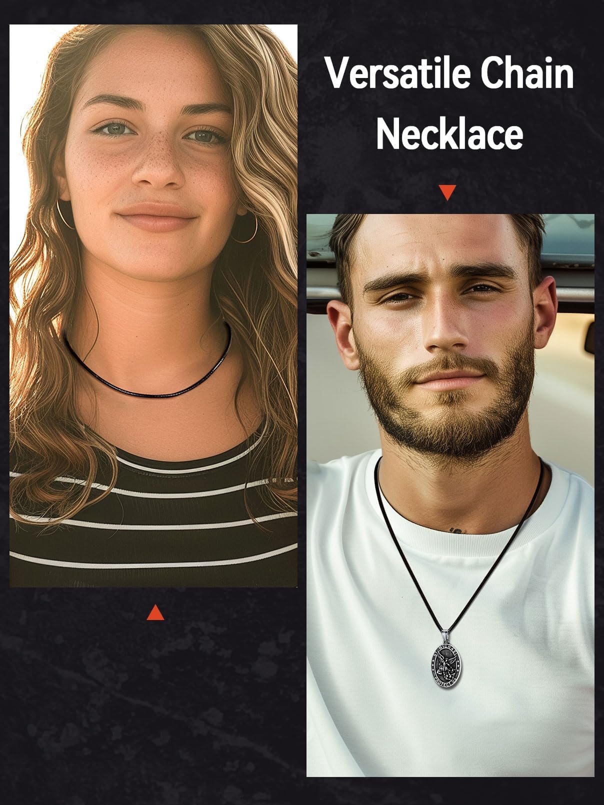 FaithHeart Black Necklace String for Men Wax Rope Chain Classic Fashion Choker Neck Charms 20inch