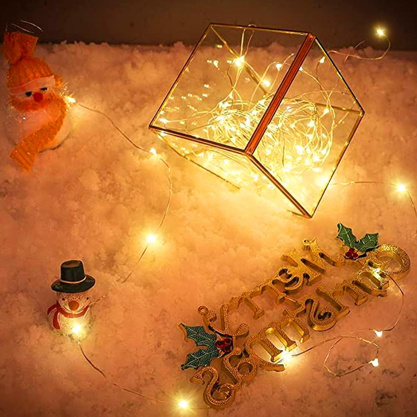 Aogist 2-Pack 16FT Fairy Lights with Spool,Ultra-Bright 50 LEDs Battery Operated Copper Wire String Light for Bedroom Christmas Wedding Centerpiece Parties Decoration,Warm White