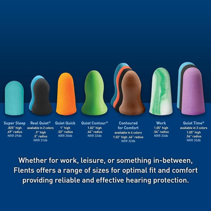 Flents Protechs Foam Ear Plugs, 10 Pair with case Sleeping, Snoring, Loud Noise, Traveling, Concerts, Construction, Studying, Work, Shooting, NRR 33, Noise Cancelling, Green, Made in the USA