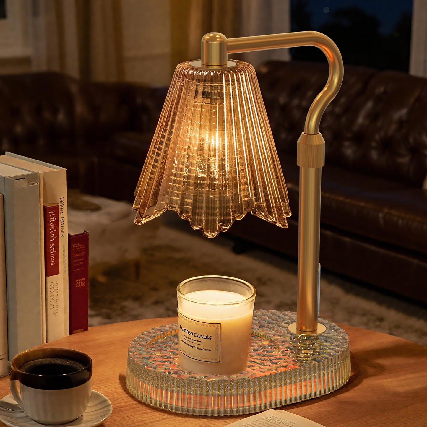 WYghyronic Candle Warmer Lamp with Timer & Dimmable 4-Level Brightness - Adjustable Height,for New Home Bedroom, Gifts for Women (Brown)