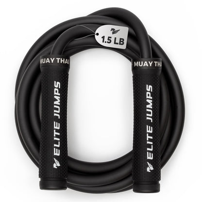 Muay Thai 3.0 Weighted Jump Rope for Men & Women - Professionally Designed for High-Intensity Training | Muay Thai, MMA & Fitness Jump Rope - Full Body Workout Weighted Rope - Black