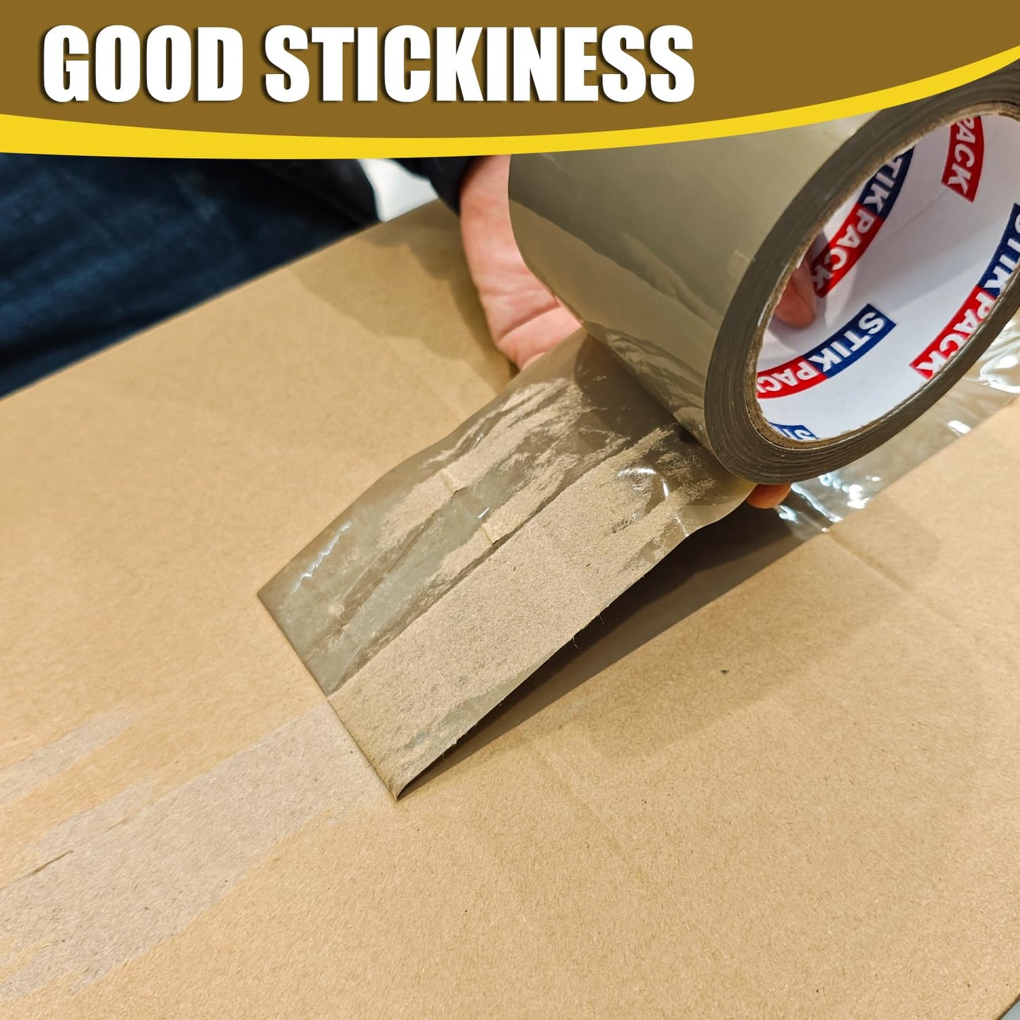 STIKPACK Wide Brown Packing Tape 6 Rolls, Total 360Y - 3 inch x 60 Yards, 2.4 mil Thick, 3 Inch Wide Brown Packaging Tape for Shipping, Mailing, Moving & Storage