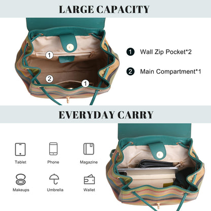 BOYATU Genuine Leather Backpack for Women: Best Fashion Ladies Backpacks Purses - Casual Designer Colorful Back Pack Bag for Travel