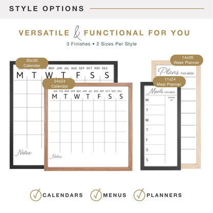 MCS Dry Erase Weekly Planner 11x24 Walnut Framed Calander Whiteboard for Wall, Plan Your Week with Family Weekly Planner for Dinners, Sports, Events & More
