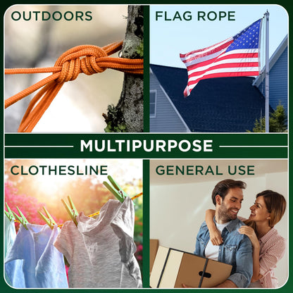 TECEUM Rope – 90 Feet x 1/4 Inch (7mm) – Sky Blue – Strong All-Purpose Utility Rope – Camping, Crafting, Flag Pole, Indoor & Outdoor – Polypropylene Nylon Poly Lightweight Diamond Braided Cord