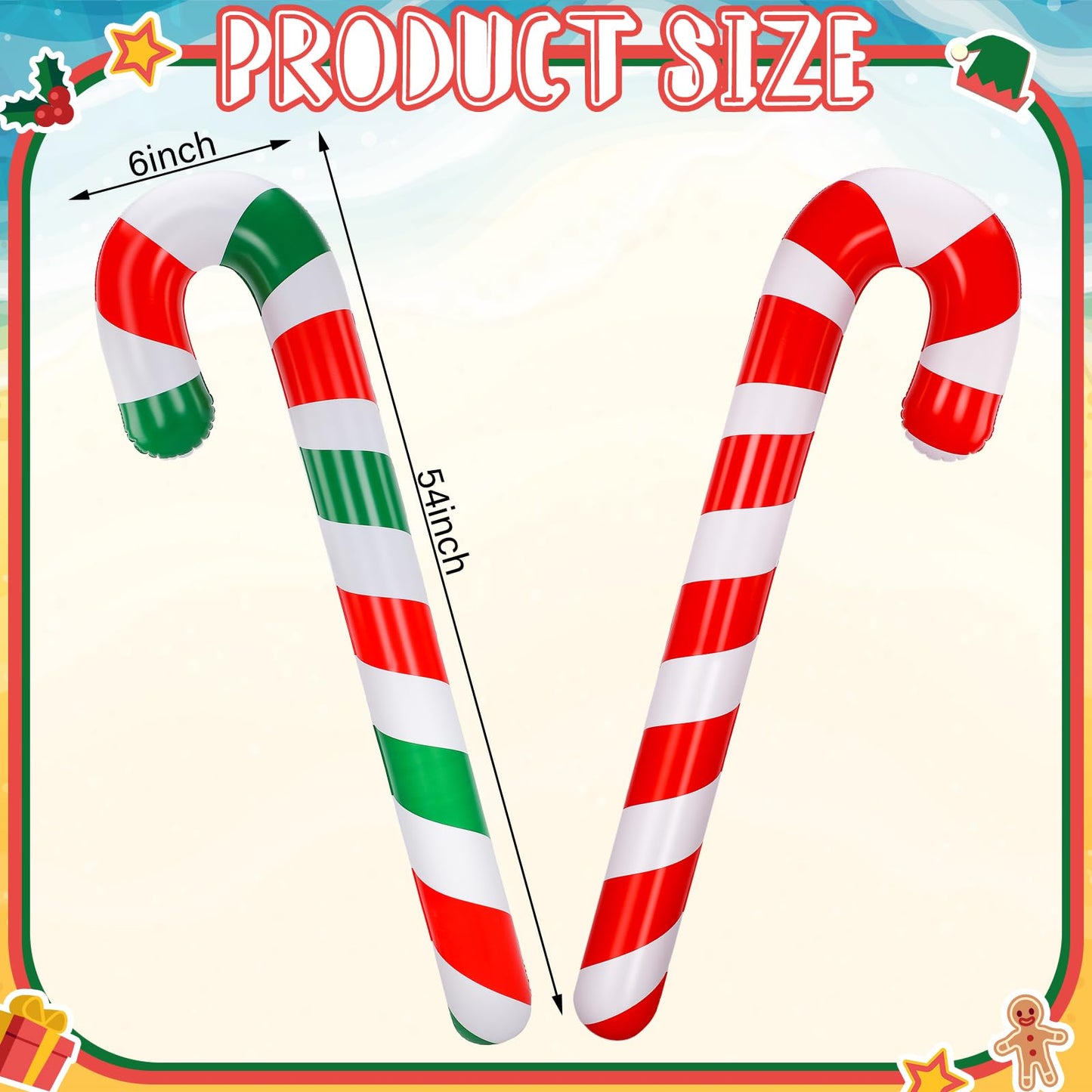 Rotatingpals 2 Pcs 74 Inch Inflatable Christmas Decorations Blow up Candy Cane Ornaments Jumbo Candy Cane Christmas Inflatables for Xmas Holiday Yard Lawn Patio Garden Indoor Outdoor Decor Gifts