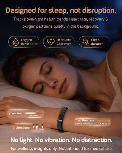 FITVII Screenless Fitness Tracker for Women Men, Health and Fitness Wearable with 24/7 Heart Rate, Blood Pressure and HRV Sleep Monitor, Subscription Free Activity Tracker for Android & iPhone