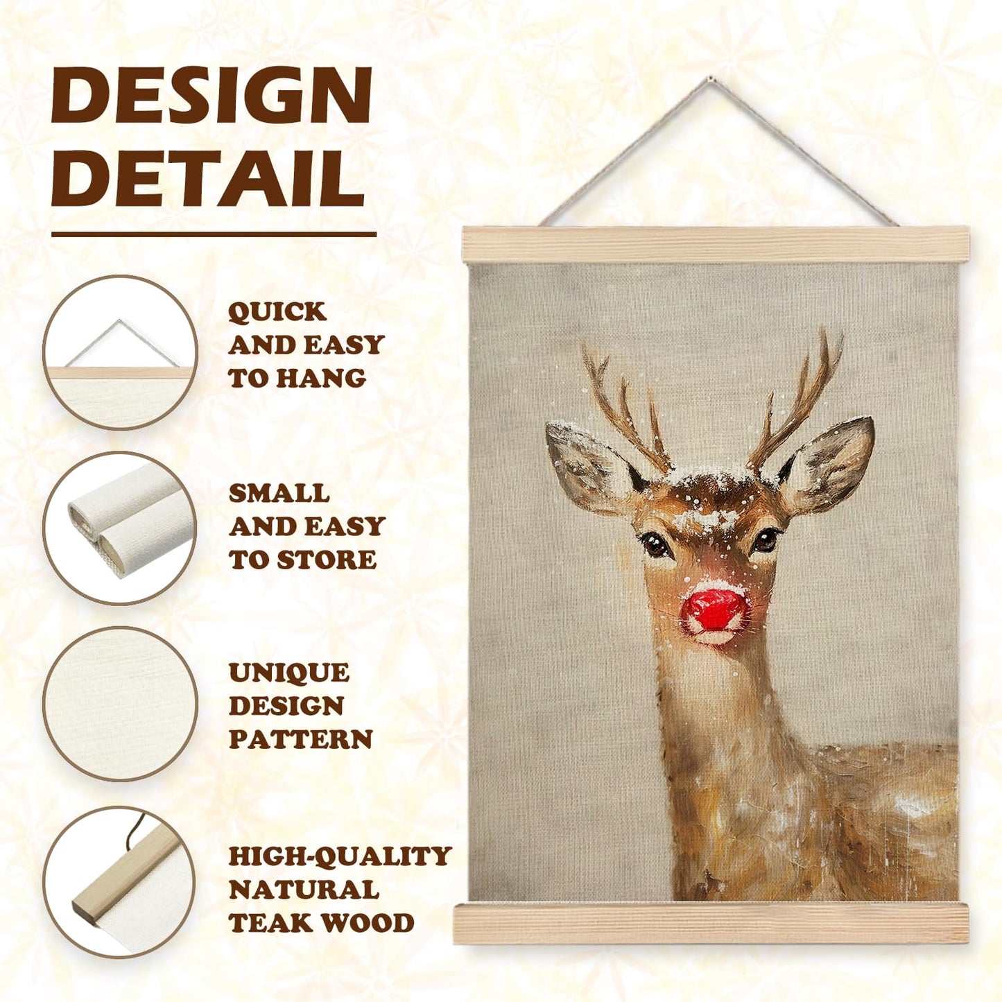 Luvadian Winter Wall Art - Rudolph Red Nose Reindeer, 16x24 Inch