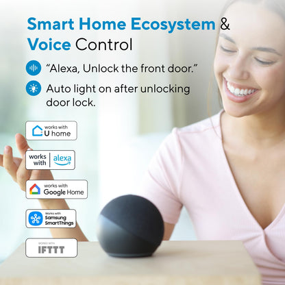 ULTRALOQ U-Bolt WiFi Smart Lock with Door Sensor, 7-in-1 Keyless Entry Door Lock, Built-in WiFi Deadbolt Front Door, App Remote Control No Hub, Auto Unlock, Easy Installation, IP65 Waterproof, Black