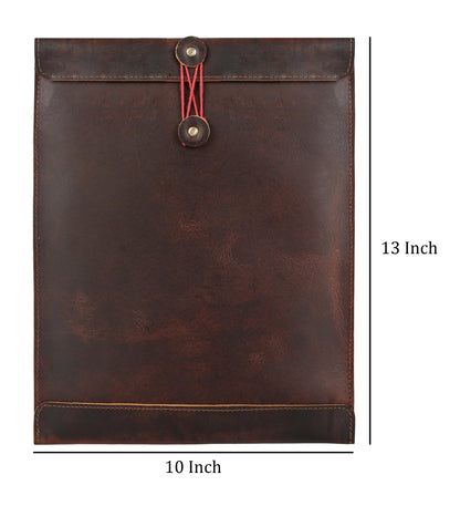 Leather Document Holder Mailing Envelope,Office & Work Resume Sales Portfolio Binder Folder-Interview/Legal Document Organizer Handmade (12.5 inches) (Bourbon Brown)