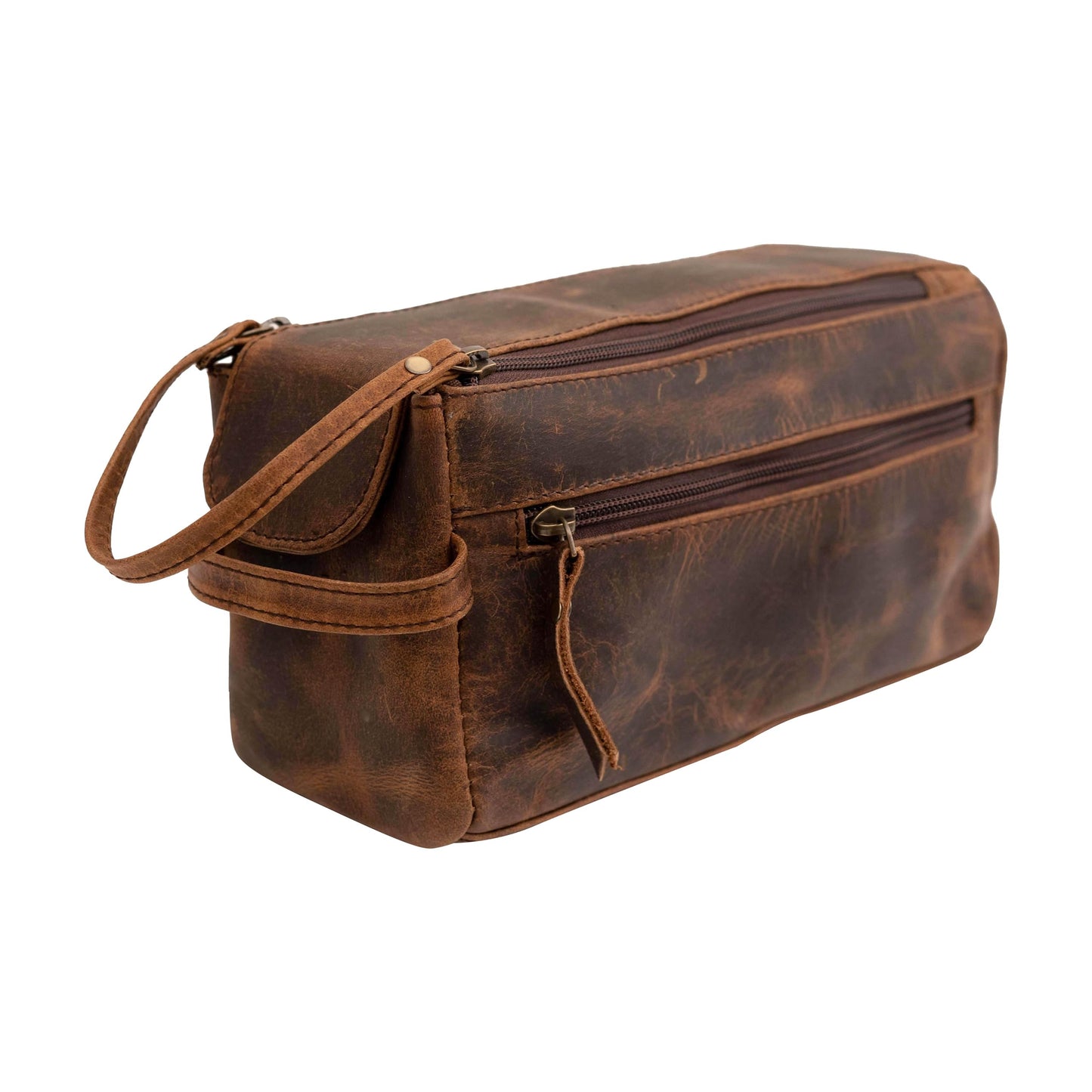 Rajeriya Premium Buffalo Leather Toiletry Bag for Men & Women With Water resistant Lining, Cosmetic Bags,Grooming Travel Pouch, Unisex Wash Bag for Toiletries, Gifts for Men and Women