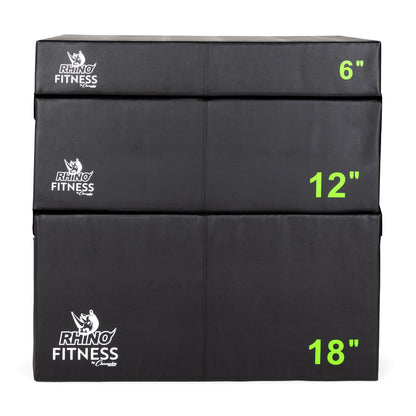 Champion Sports Foam Plyometric Box Set with 6", 12", and 18" Included - Durable Jump Boxes for Training with Handles, Hook and Loop Flaps - Stackable Cross Traning Plyo Box, Jumps for Gym