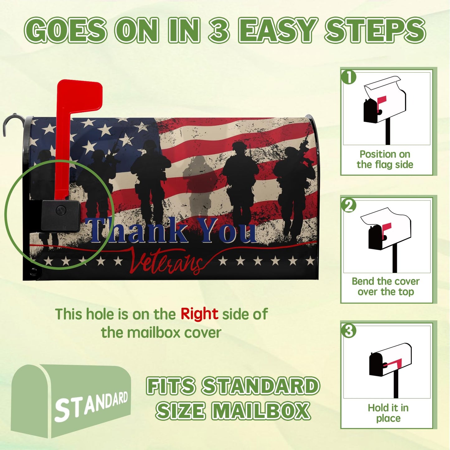 Patriotic Mailbox Covers Magnetic Memorial Day Mailbox Cover Veteran 4th of July Post Letter Box Cover Wraps 21x18 in Decorations for Farmhouse Garden Outdoor Decor Army Military American Flag